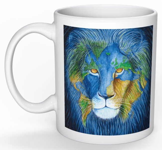 lion mug blue