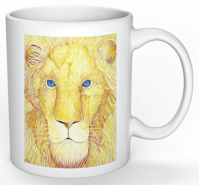 yellow lion mug back