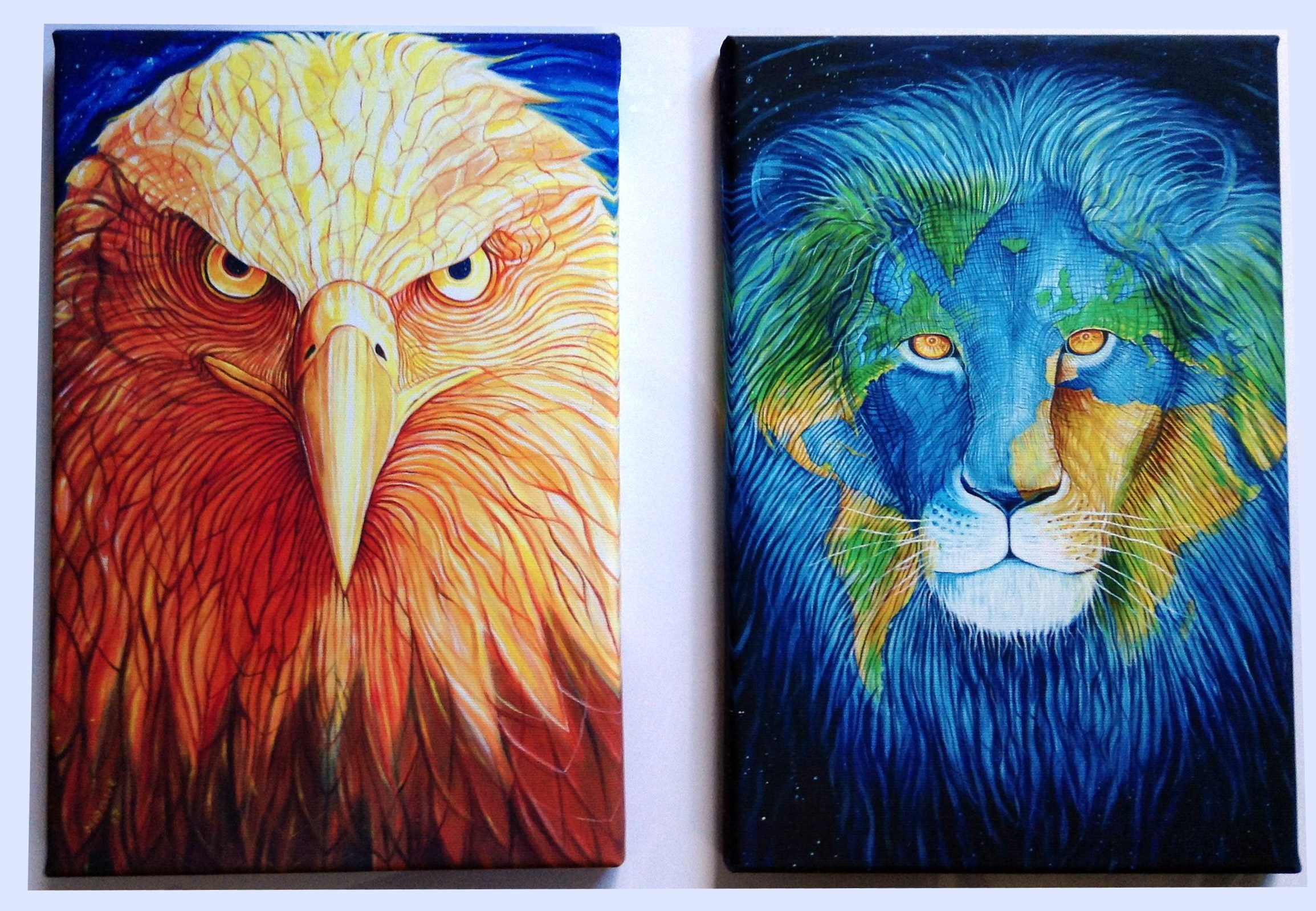 Hare Fox Eagle Wolf Bear Owl And Lion Canvas Prints Large Neil Hague